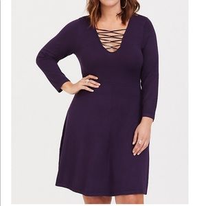 Torrid PURPLE LATTICE SKATER SWEATER DRESS